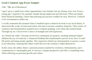 Common App Essay Examples