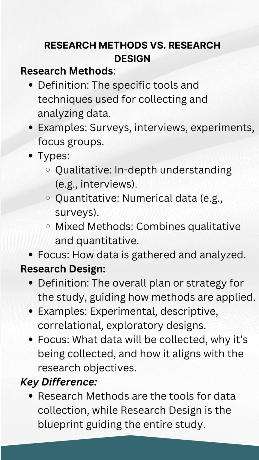 Difference Between Research Methods and Research Design